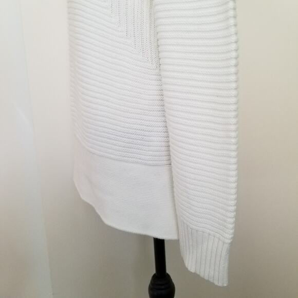 Vince Camuto White Sweater Women’s XS Cable Ribbed Mock Turtleneck Cotton Blend - Picture 8 of 9
